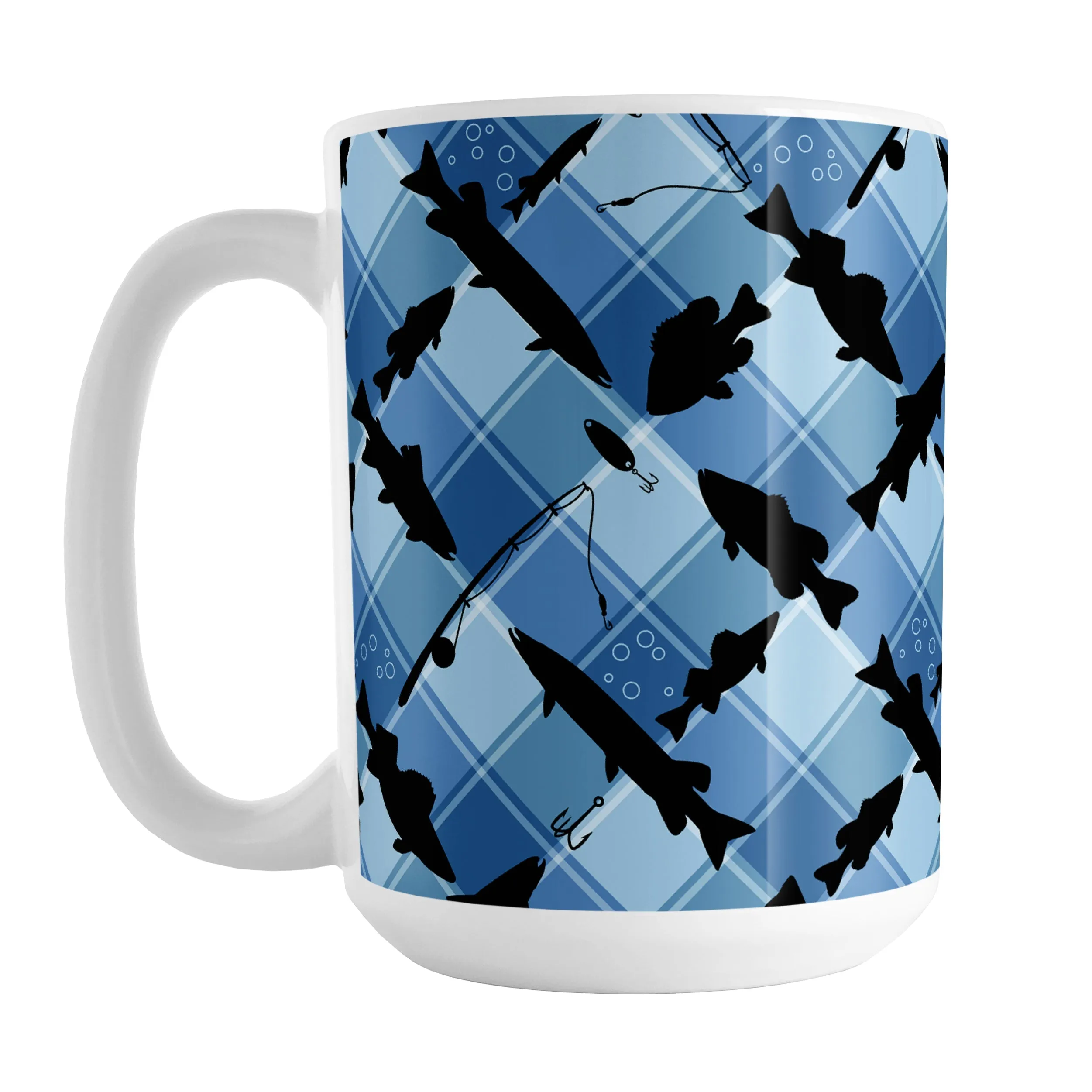 Blue Fishing Plaid Pattern Mug