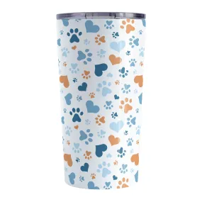 Blue Hearts and Paw Prints Tumbler Cup