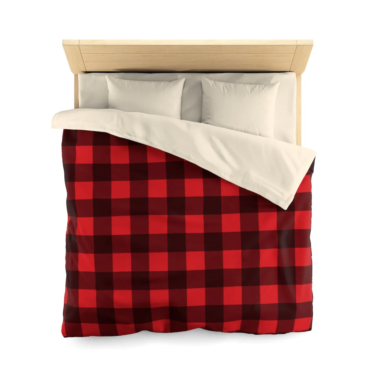 Buffalo Plaid Duvet Cover, Red Black Check Lumberjack Microfiber Full Queen Twin Bed Cover Home Bedding