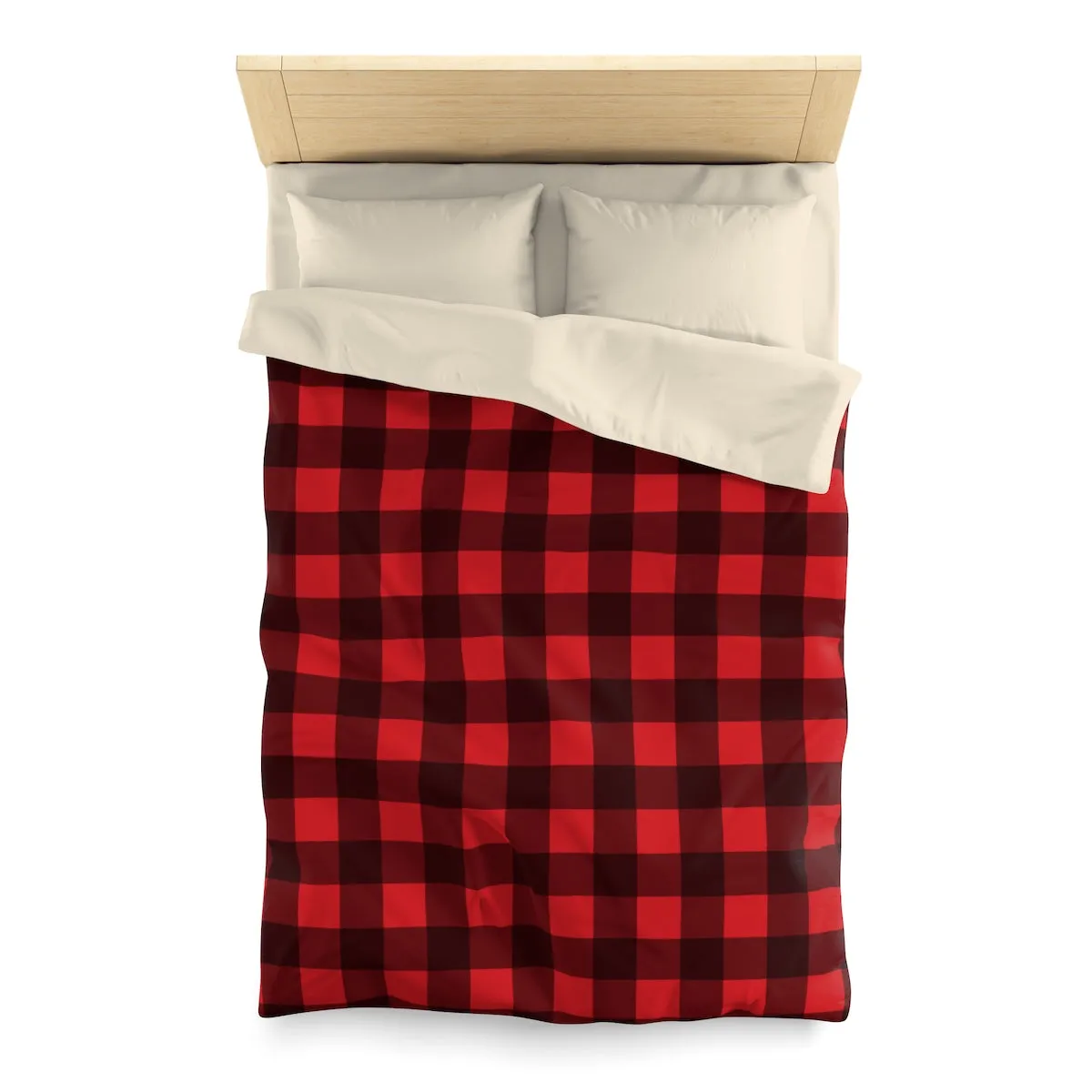 Buffalo Plaid Duvet Cover, Red Black Check Lumberjack Microfiber Full Queen Twin Bed Cover Home Bedding