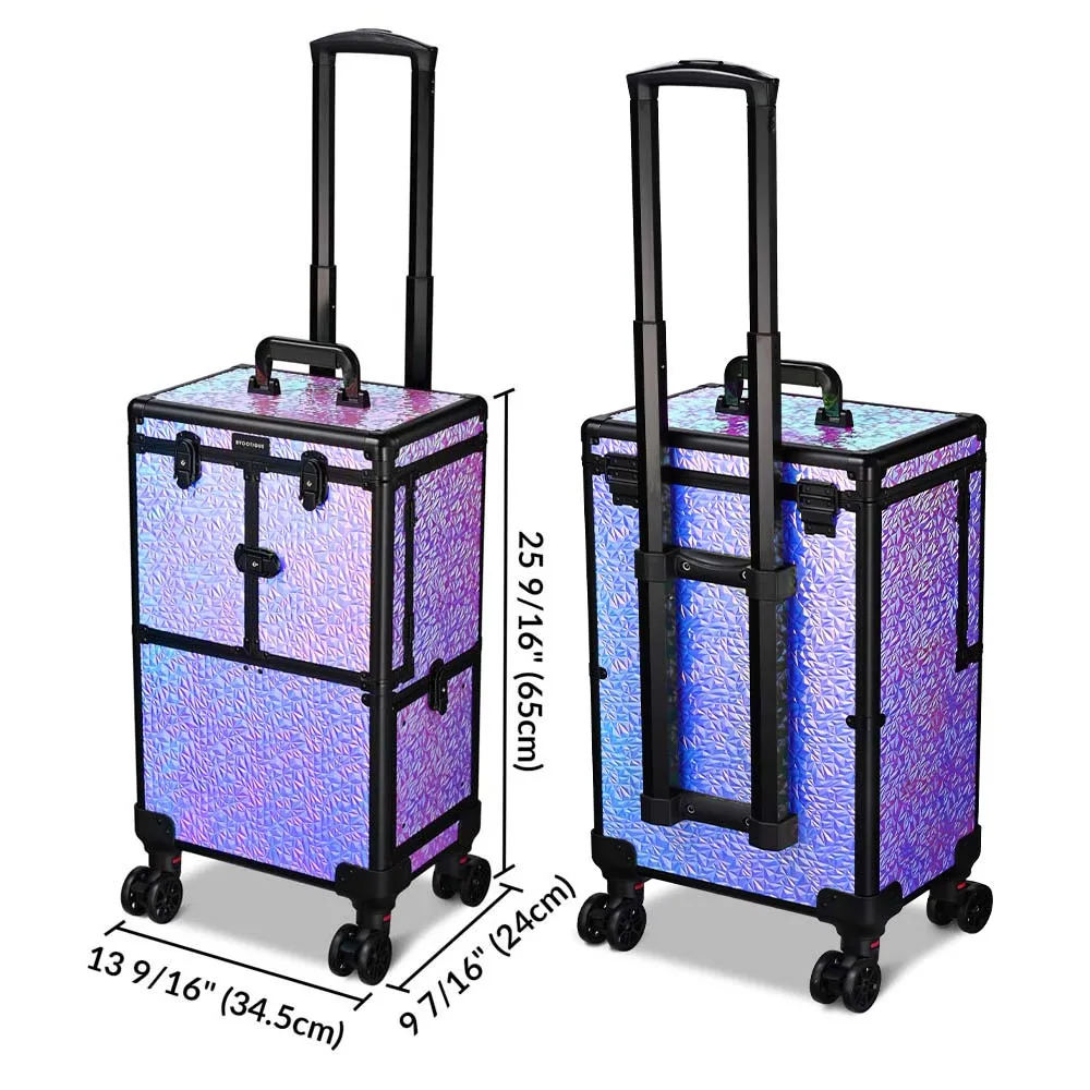 Byootique Rolling Makeup Case Lockable 4-Wheel Mermaid Purple