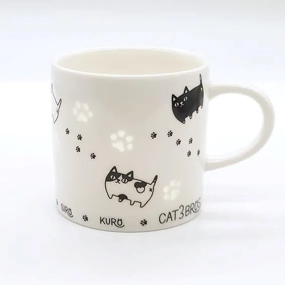 Ceramic-ai Black and White Cat Transparent Mug - Marching