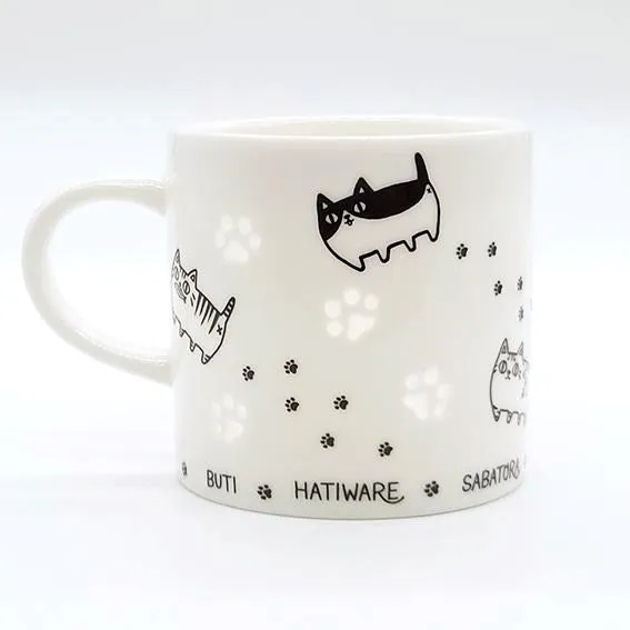 Ceramic-ai Black and White Cat Transparent Mug - Marching