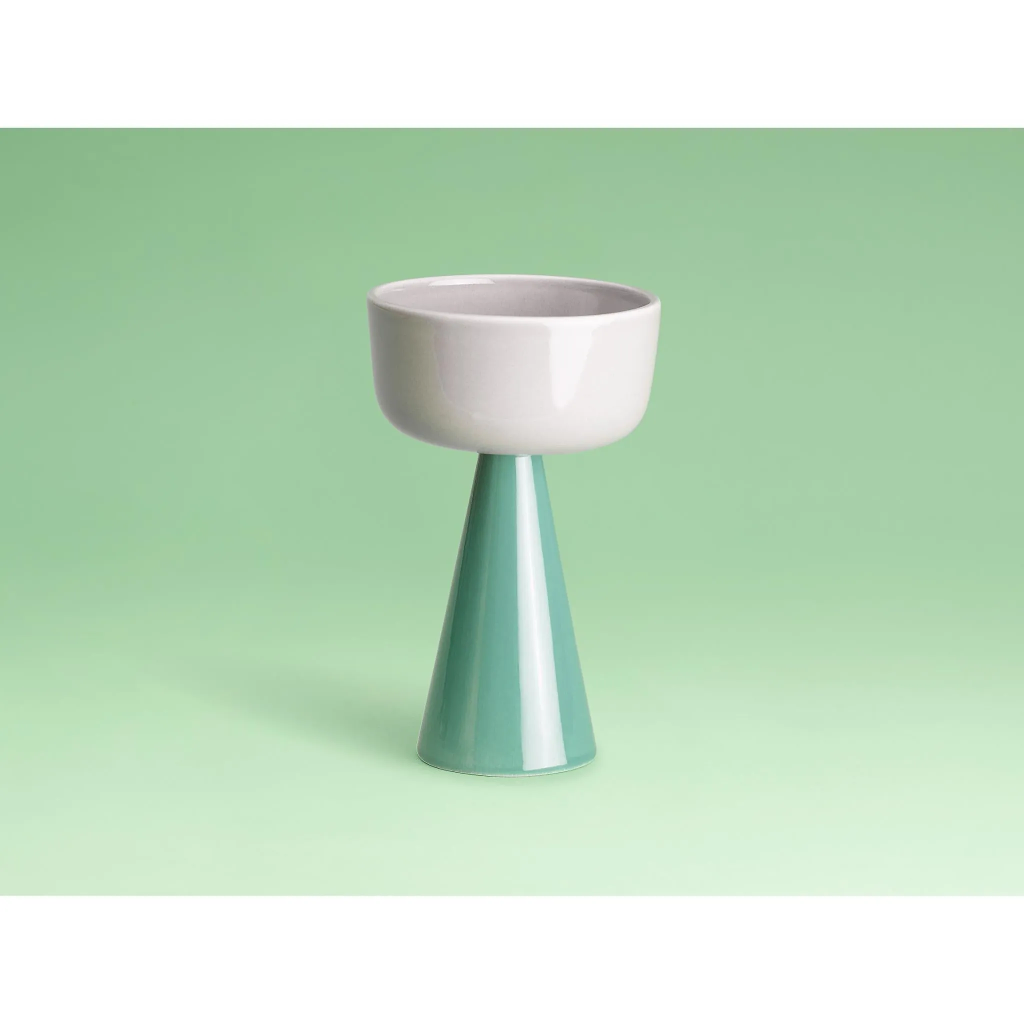 Ceramic Cone Kiddush Cup in Putty/Sea by Tchotchke