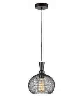 CHEVEUX: Industrial Black Mesh Bird Cage Wine Glass Shape Pendant Light