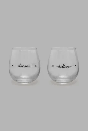 Clear Word Print Glass (2 Piece)