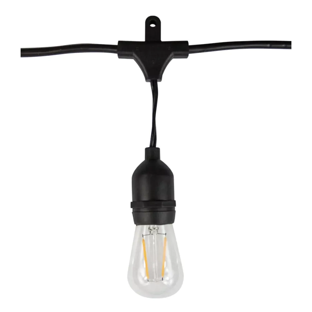 CopperMoon Brilliance LED Bistro String Light, 328' Length, 12VAC, 2-way Mounting Holes, No Lamps