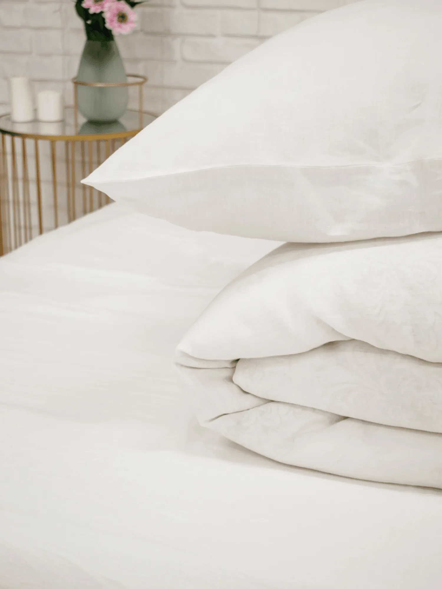 Creame white soft linen duvet cover