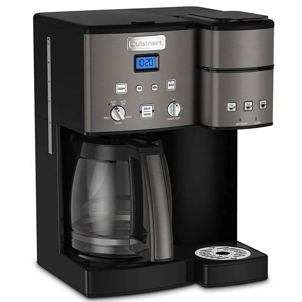 Cuisinart SS-15 12-Cup Coffee Maker and Single-Serve Brewer (Black), Stainless with K Cups, Carafe, to Go Cups and Extended Warranty