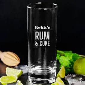 Custom Alcohol Glasses with Engraving Personalized Glassware - Rum & Coke