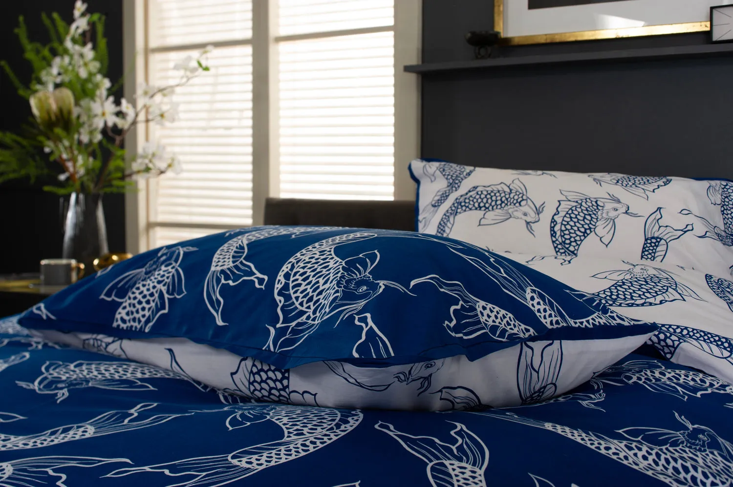 Dancing Koi Deluxe Cotton Printed Bedlinen Duvet set