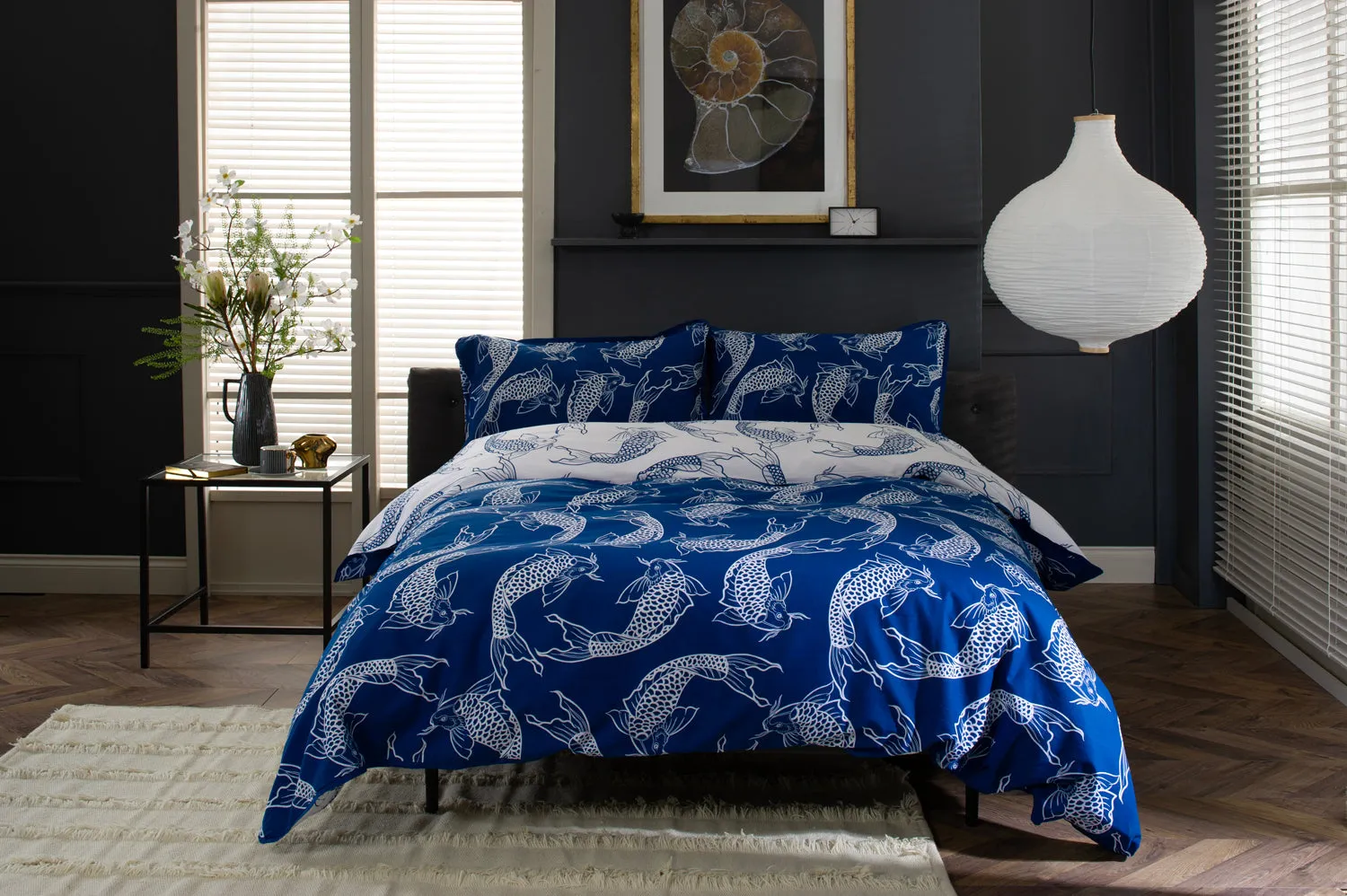 Dancing Koi Deluxe Cotton Printed Bedlinen Duvet set