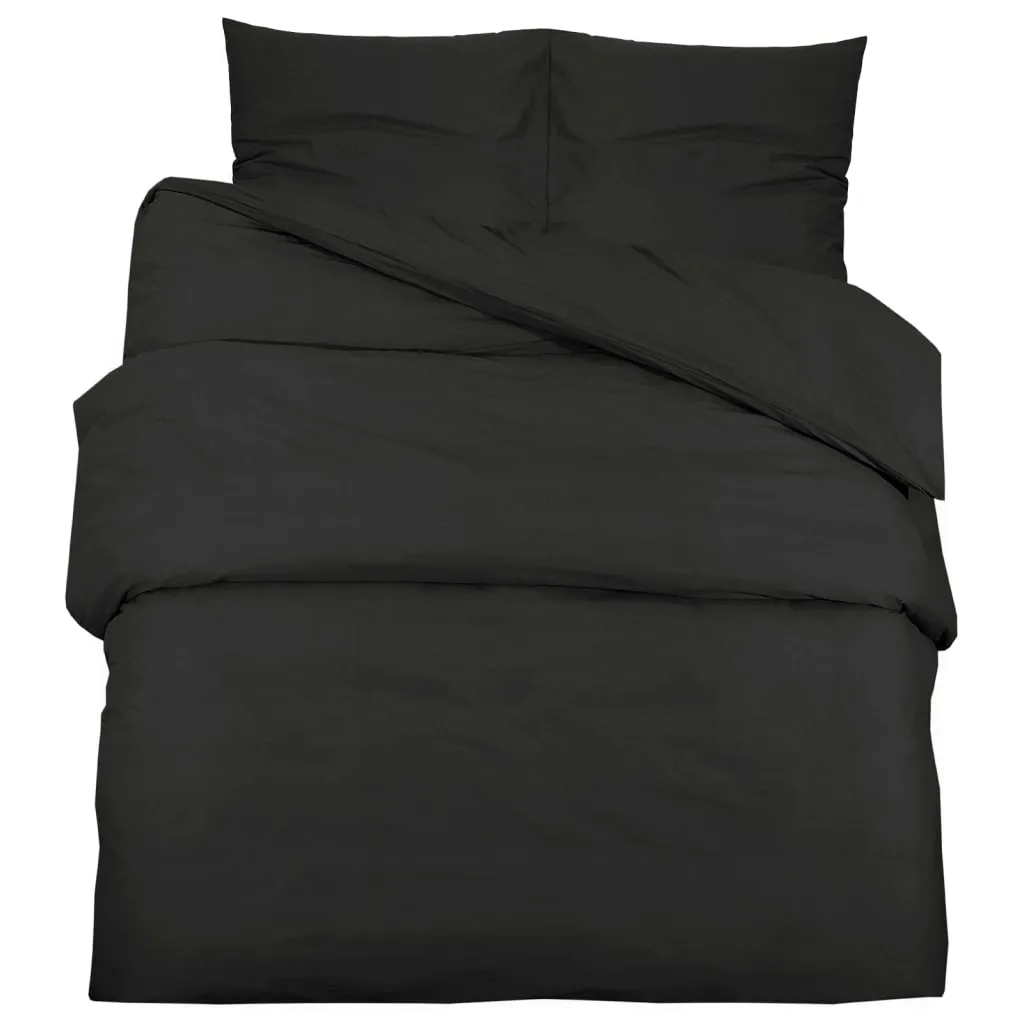 Duvet Cover Set Black 220x240 cm Cotton