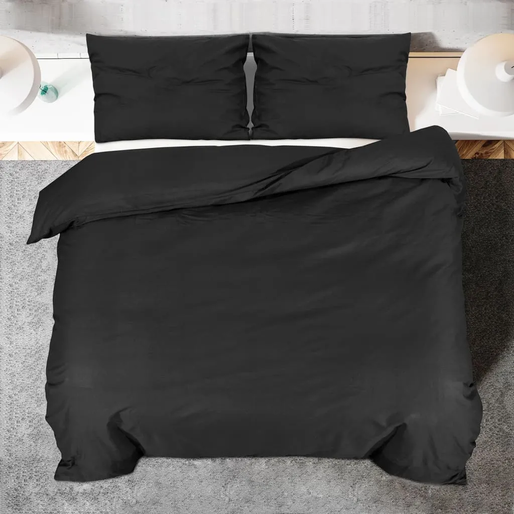 Duvet Cover Set Black 220x240 cm Cotton