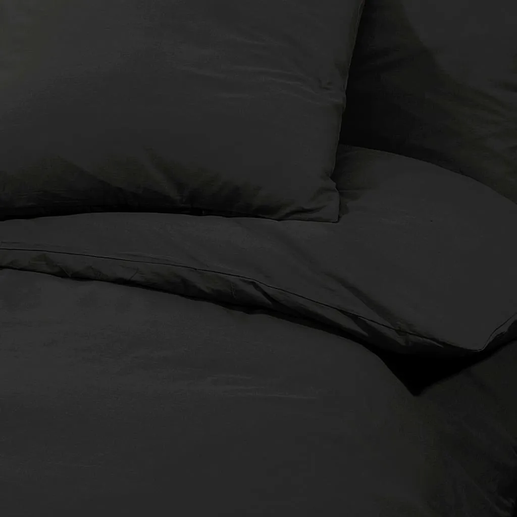 Duvet Cover Set Black 220x240 cm Cotton