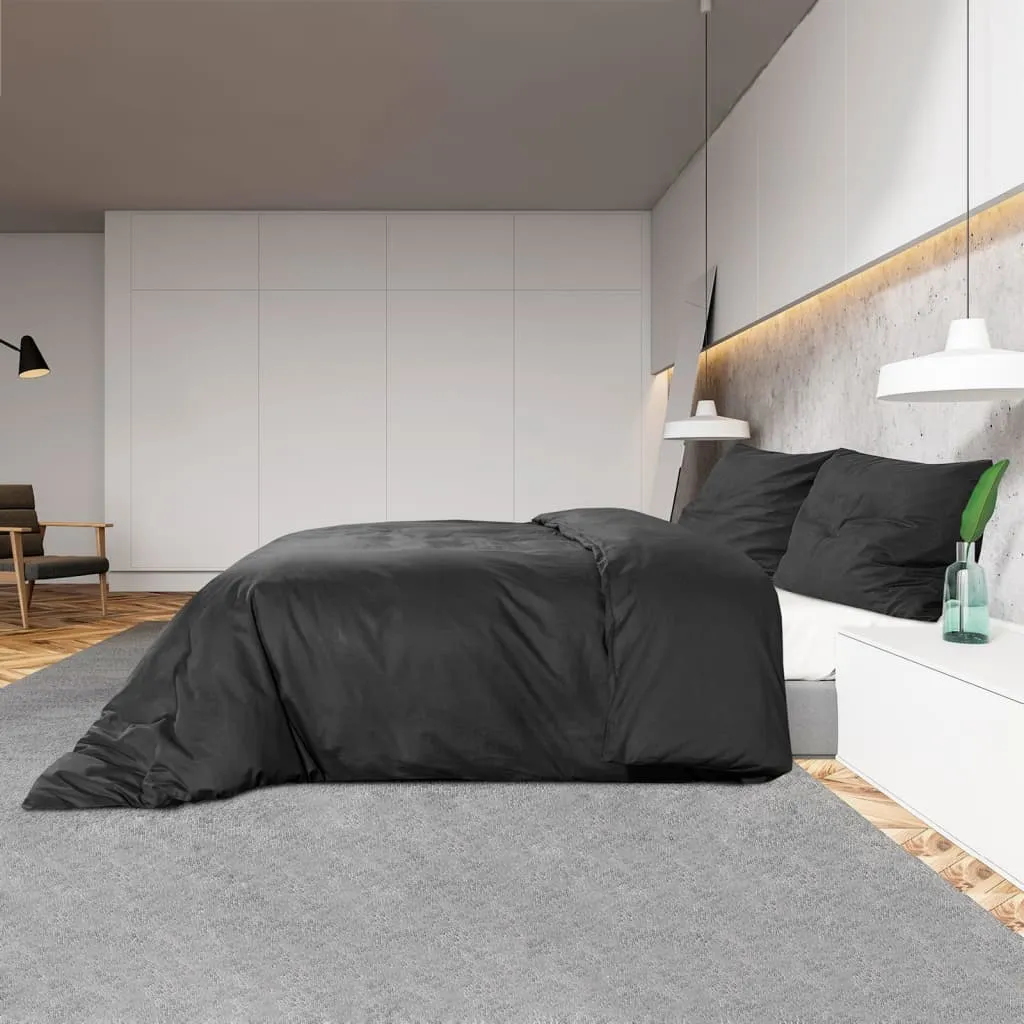 Duvet Cover Set Black 220x240 cm Cotton