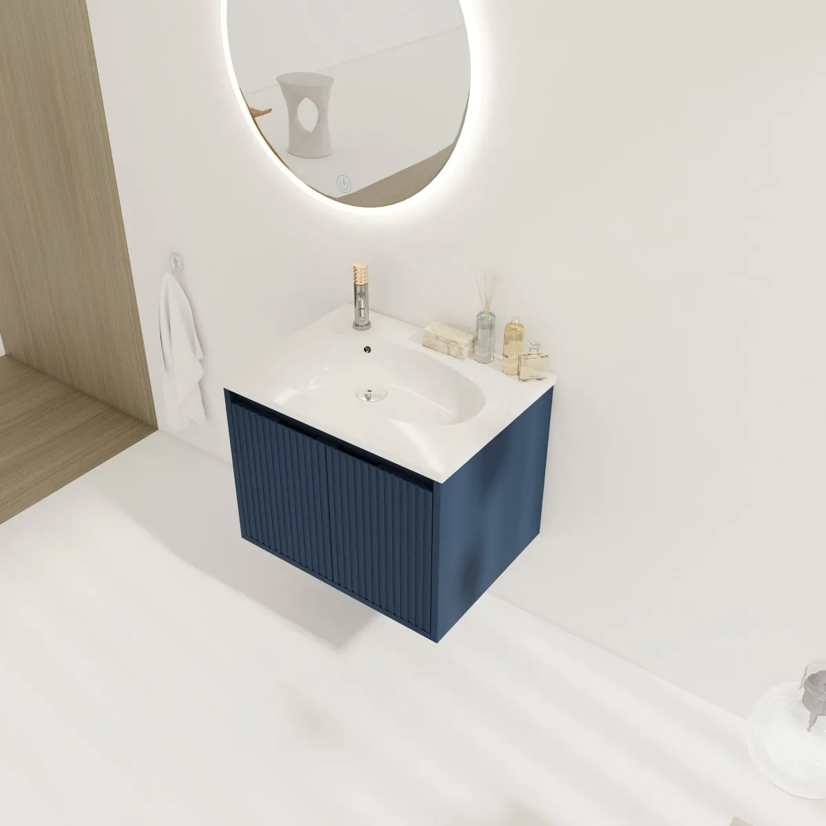 ExBrite 24" Floating Bathroom Vanity with Drop-Shaped Resin Sink