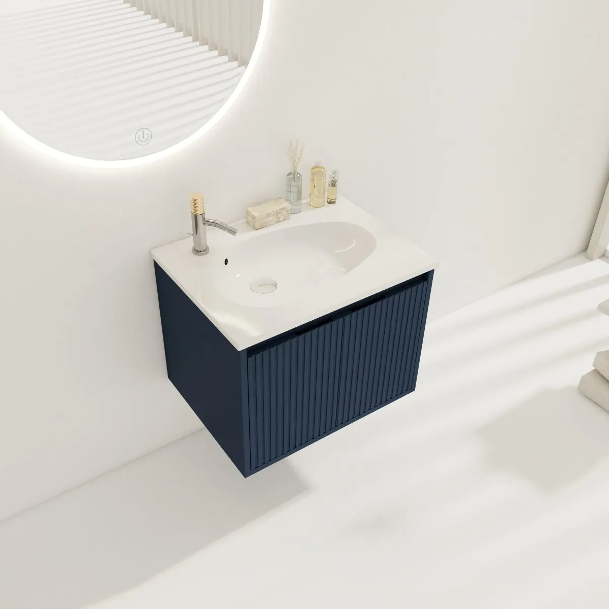 ExBrite 24" Floating Bathroom Vanity with Drop-Shaped Resin Sink