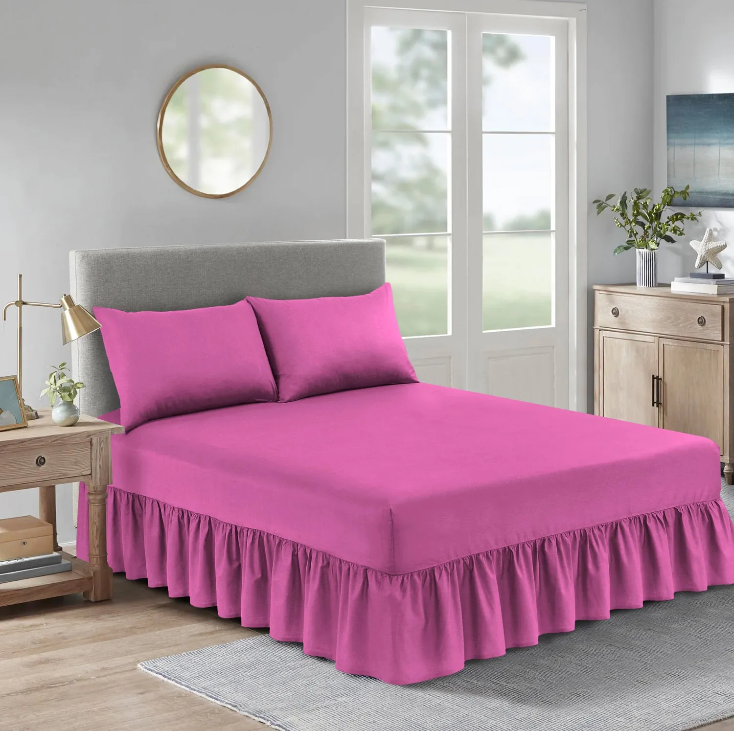 Extra Deep Frilled Valance Fitted Bed Sheet - Machine Washable