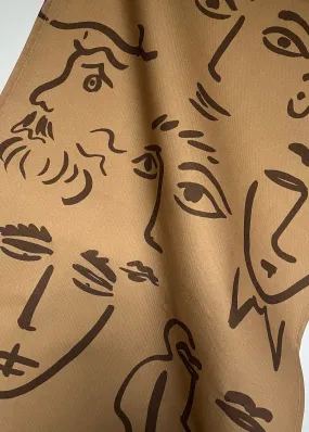 Faces Linen Tea Towel - Beige / Mocha