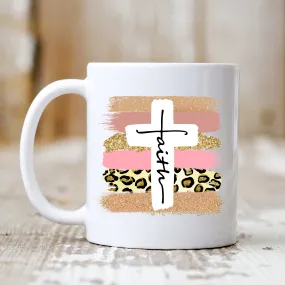 Faith Cross Paint Swipe Mug - Christian Mug - Bible Verse Mugs - Scripture Mugs