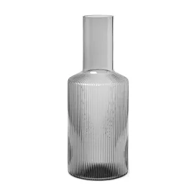 ferm Living Ripple Carafe / Vase in Smoked Grey Glass - Perfect for water, juice or wine