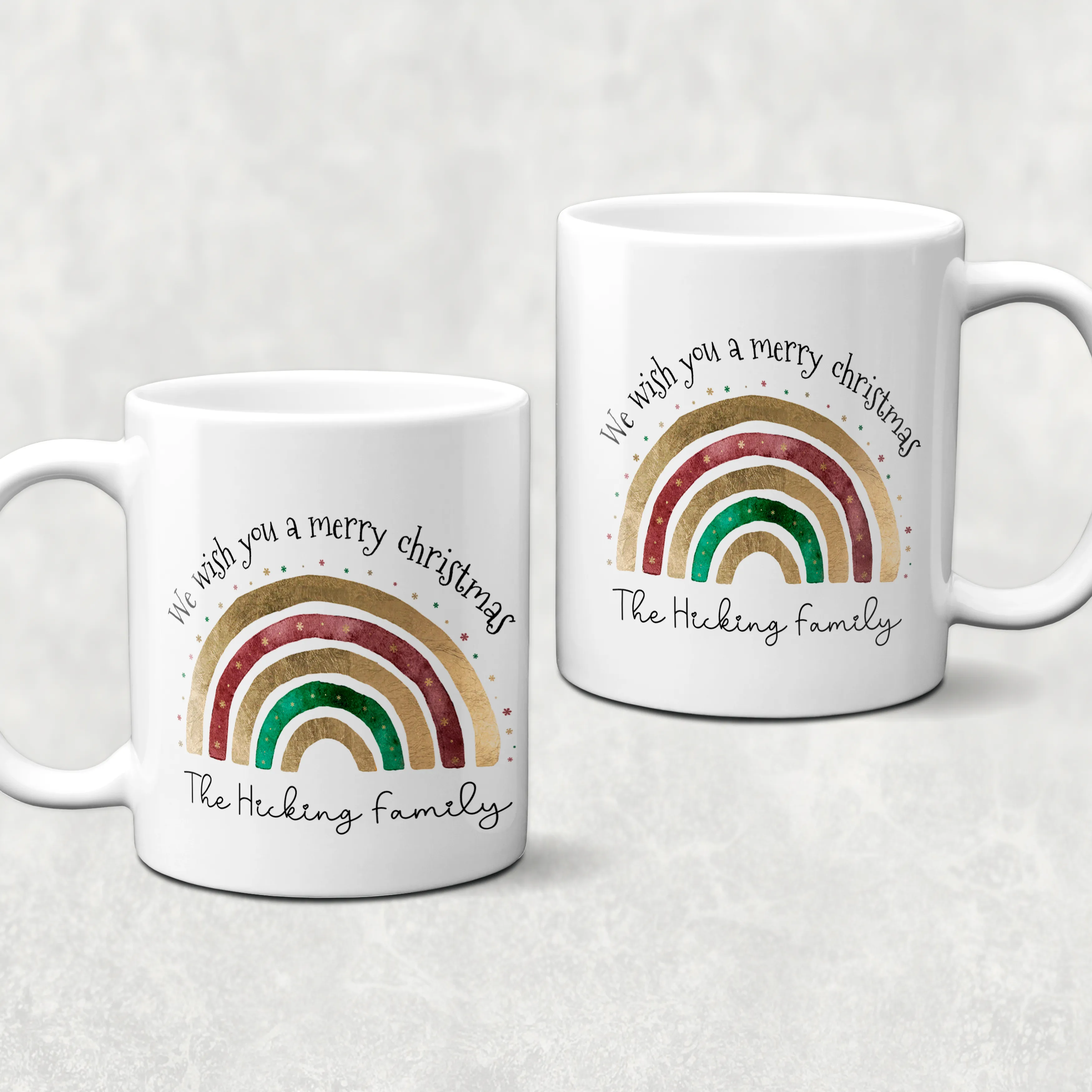 Festive Rainbow Personalised Family Christmas Mug