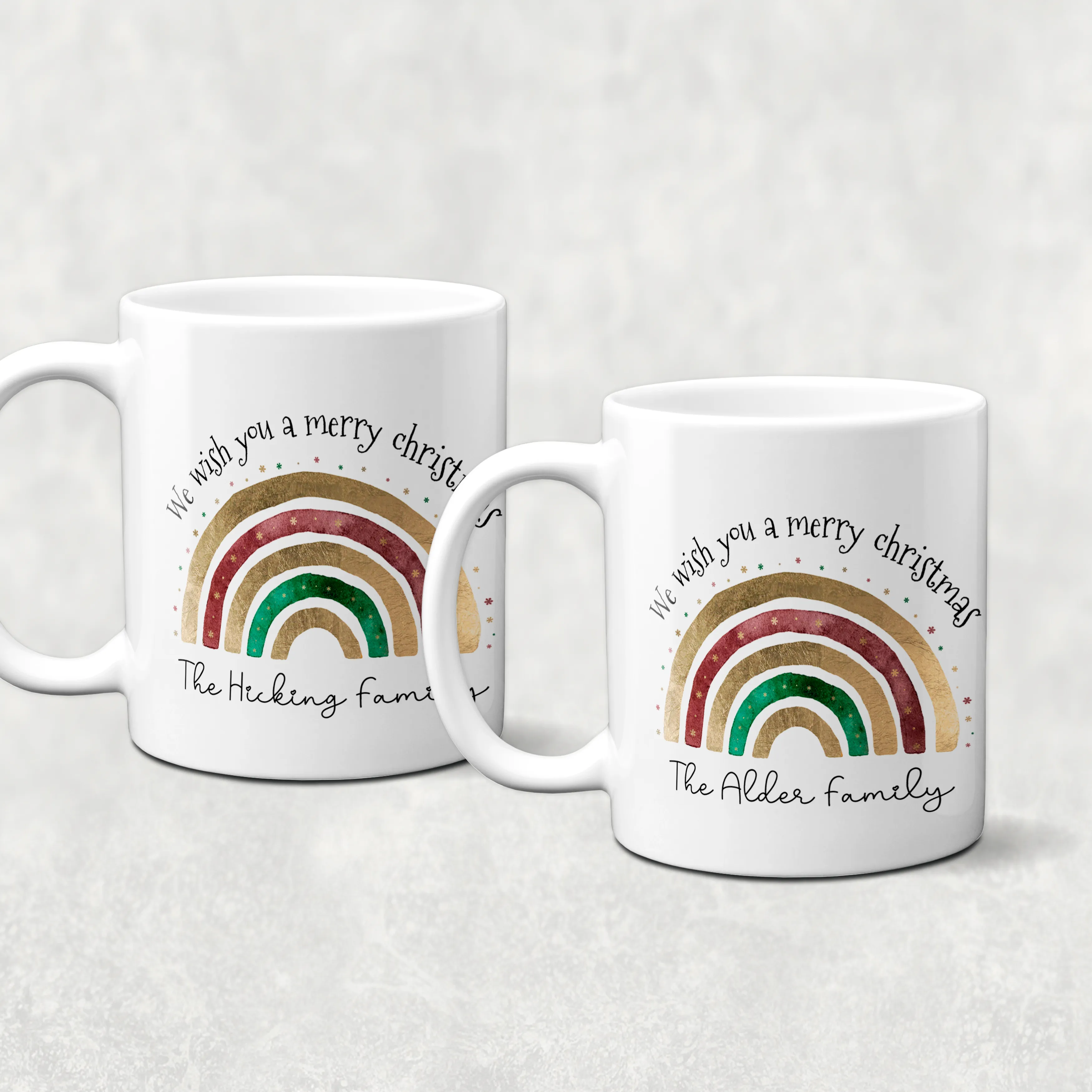 Festive Rainbow Personalised Family Christmas Mug