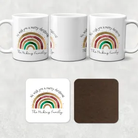 Festive Rainbow Personalised Family Christmas Mug