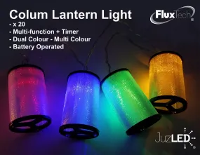 FluxTech - Colum Lantern 20 x Dual Colour LED String Lights by JustLED – Multi-function Effect – Timer function - Battery Operated