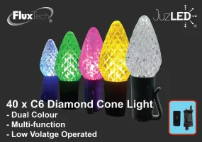 FluxTech - Remote Control - Diamond Cone C6 40 Light - Dual Colour LED String Lights by JustLED – Multi-function – Low Voltage Operated