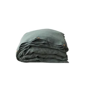 Forest Green Linen Duvet Cover