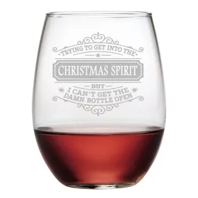 Get into the Christmas Spirit Stemless Wine Glass