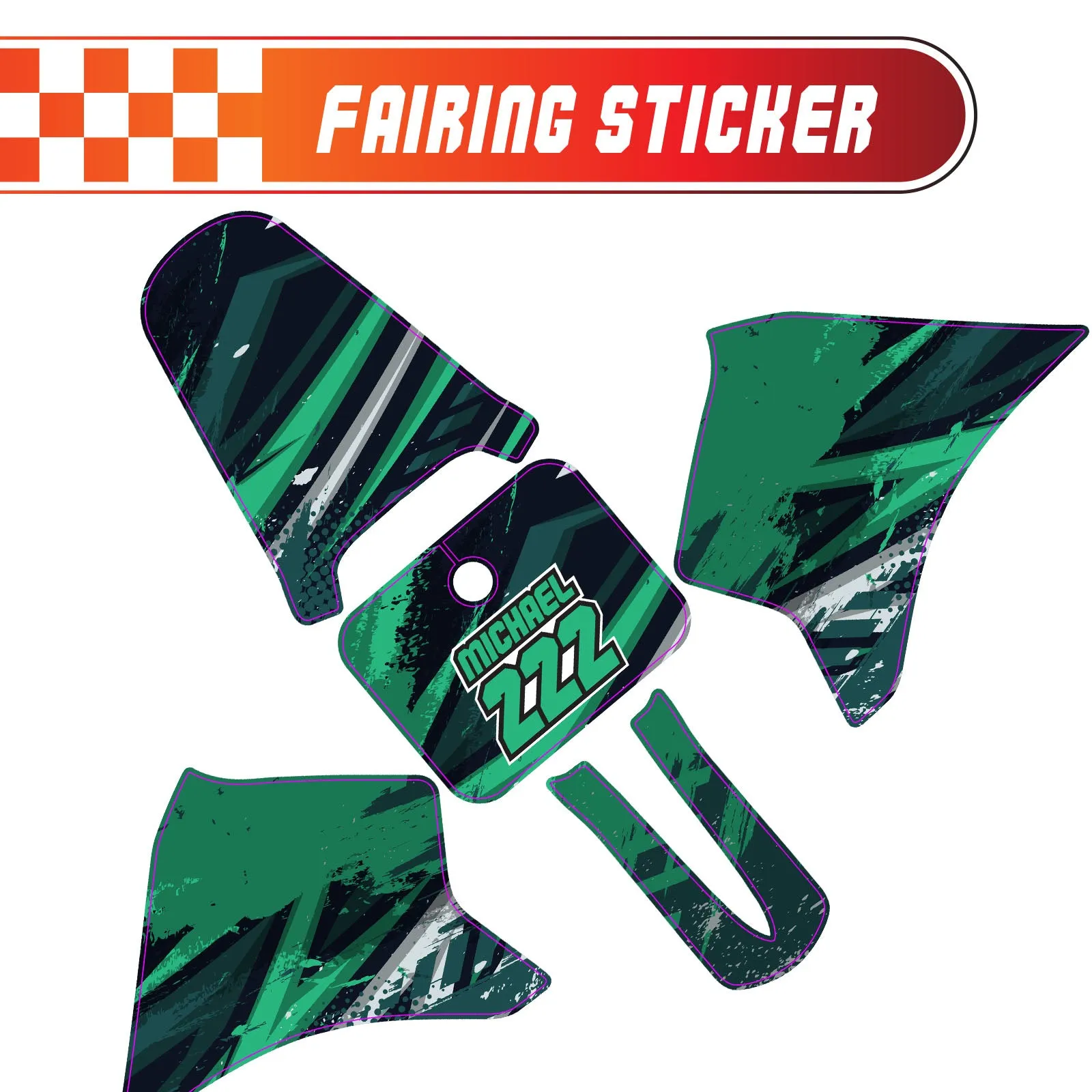 Graphic Kit Decals Fairing Sticker Custom Number For Razor MX350 MX400 - C010 Green Jewel-Toned Terrain