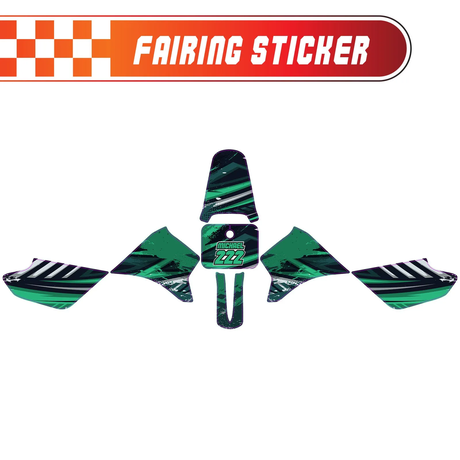 Graphic Kit Decals Fairing Sticker Custom Number For Razor MX350 MX400 - C010 Green Jewel-Toned Terrain