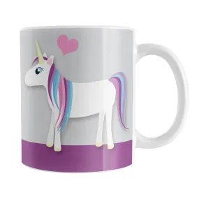 Happy Pink Heart Purple Unicorn Mug