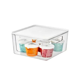 iDesign Open Front Lidded Bin Clear/Marshmallow