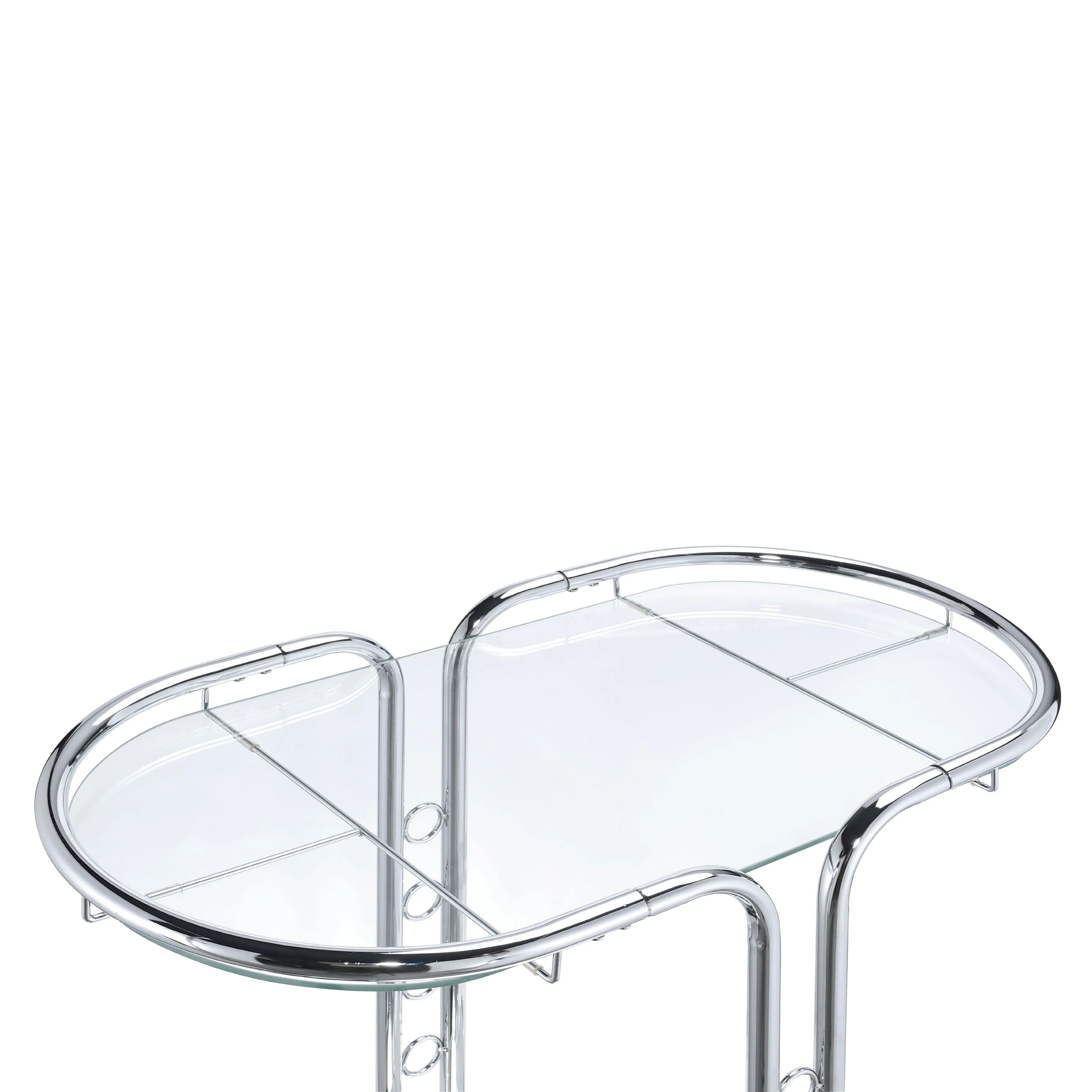 Isma Chrome and Glass Mobile Serving Cart with Wine Bottle Rings