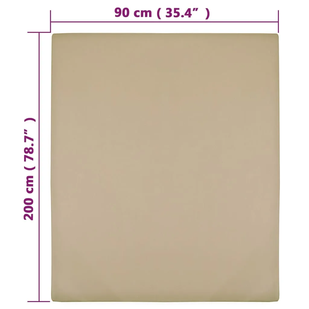 Jersey Fitted Sheet Taupe 90x200 cm Cotton