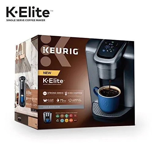 Keurig K-Elite Coffee Maker, Single Serve K-Cup Pod Coffee Brewer, With Iced Coffee Capability, Brushed Silver