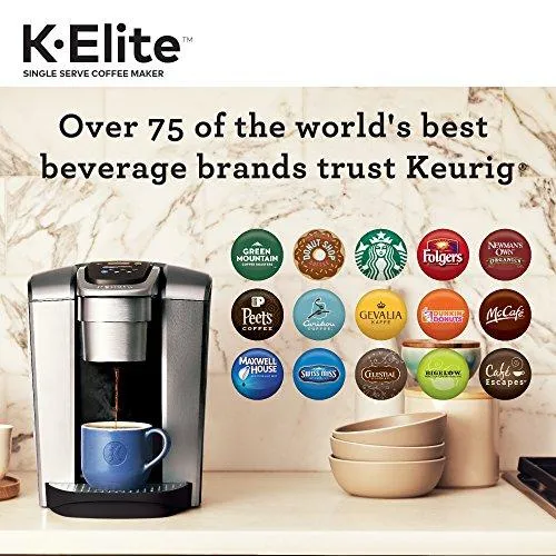 Keurig K-Elite Coffee Maker, Single Serve K-Cup Pod Coffee Brewer, With Iced Coffee Capability, Brushed Silver