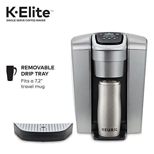 Keurig K-Elite Coffee Maker, Single Serve K-Cup Pod Coffee Brewer, With Iced Coffee Capability, Brushed Silver