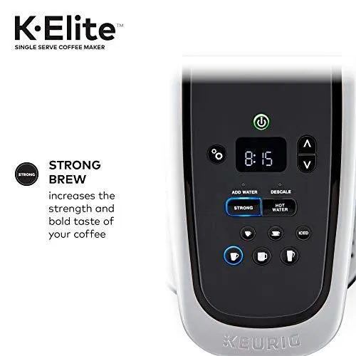 Keurig K-Elite Coffee Maker, Single Serve K-Cup Pod Coffee Brewer, With Iced Coffee Capability, Brushed Silver