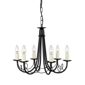 Lambeth Black 6 Arm Ceiling Light - ID 2647