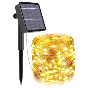 LED Copper Wire Solar Fairy Lights (8 Modes/Warm White)