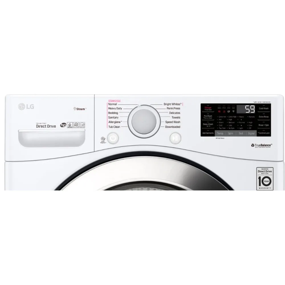 LG - 4.5 Cu. Ft. 12 Cycle Front Loading Smart Wi-Fi Washer with 6Motion Technology - White