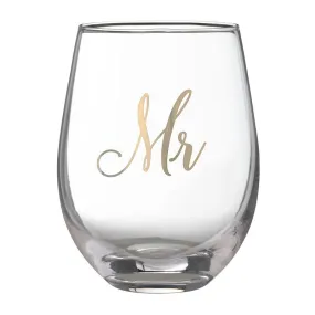 Lillian Rose Gold Mr. Stemless Wine Glass | 1ct