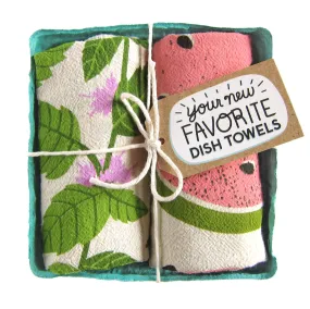 Mint & Watermelon Tea Towels (Set of 2)