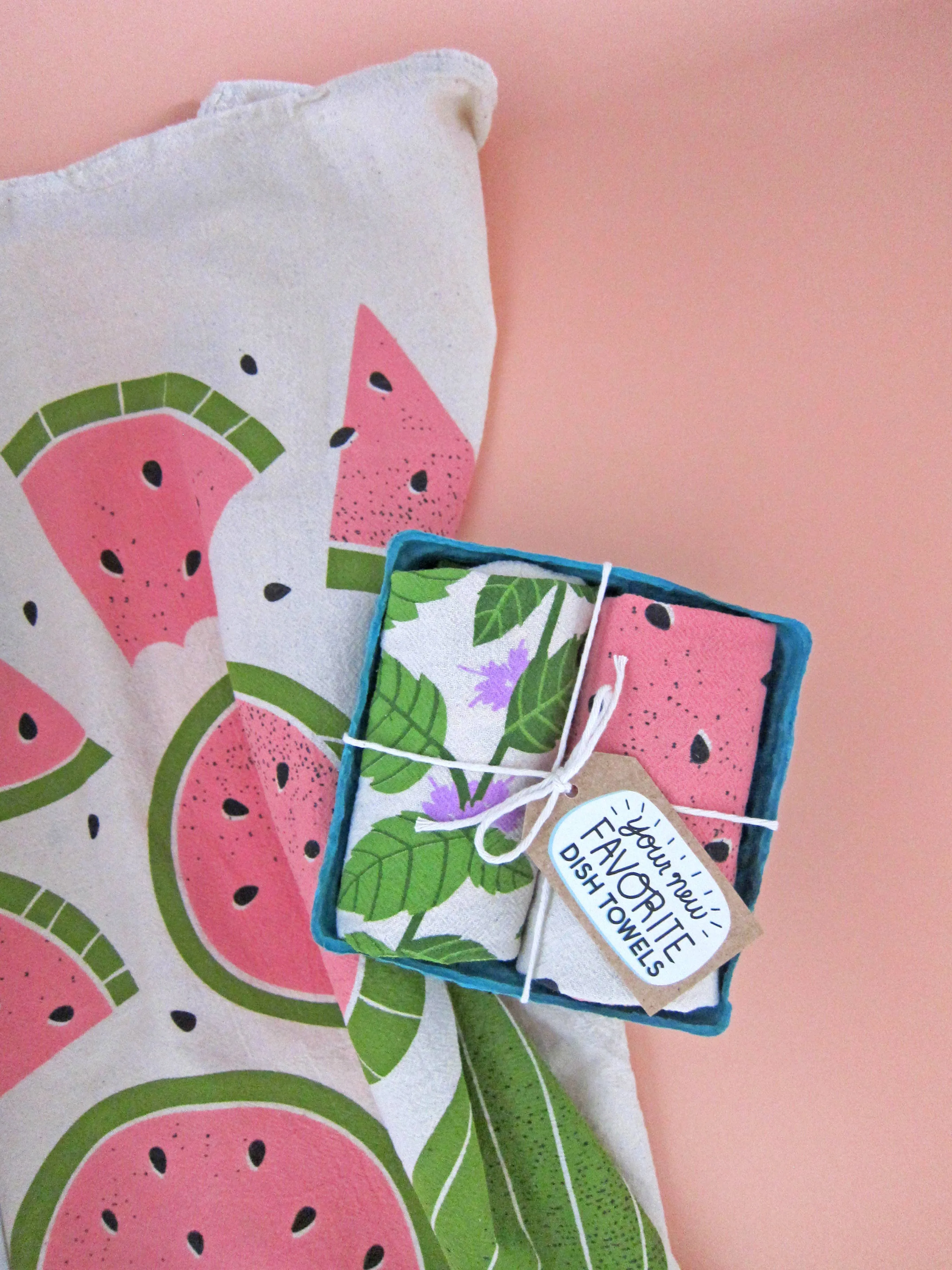 Mint & Watermelon Tea Towels (Set of 2)