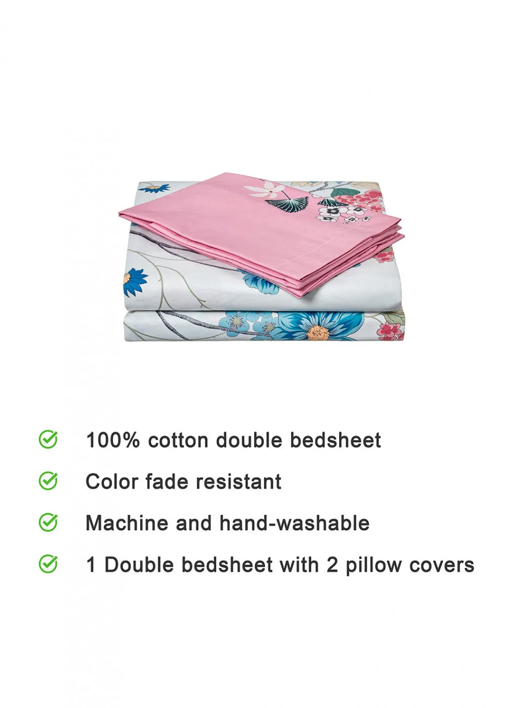 Multi Color 128-68 TC Bedsheet with 2 Pillow Covers